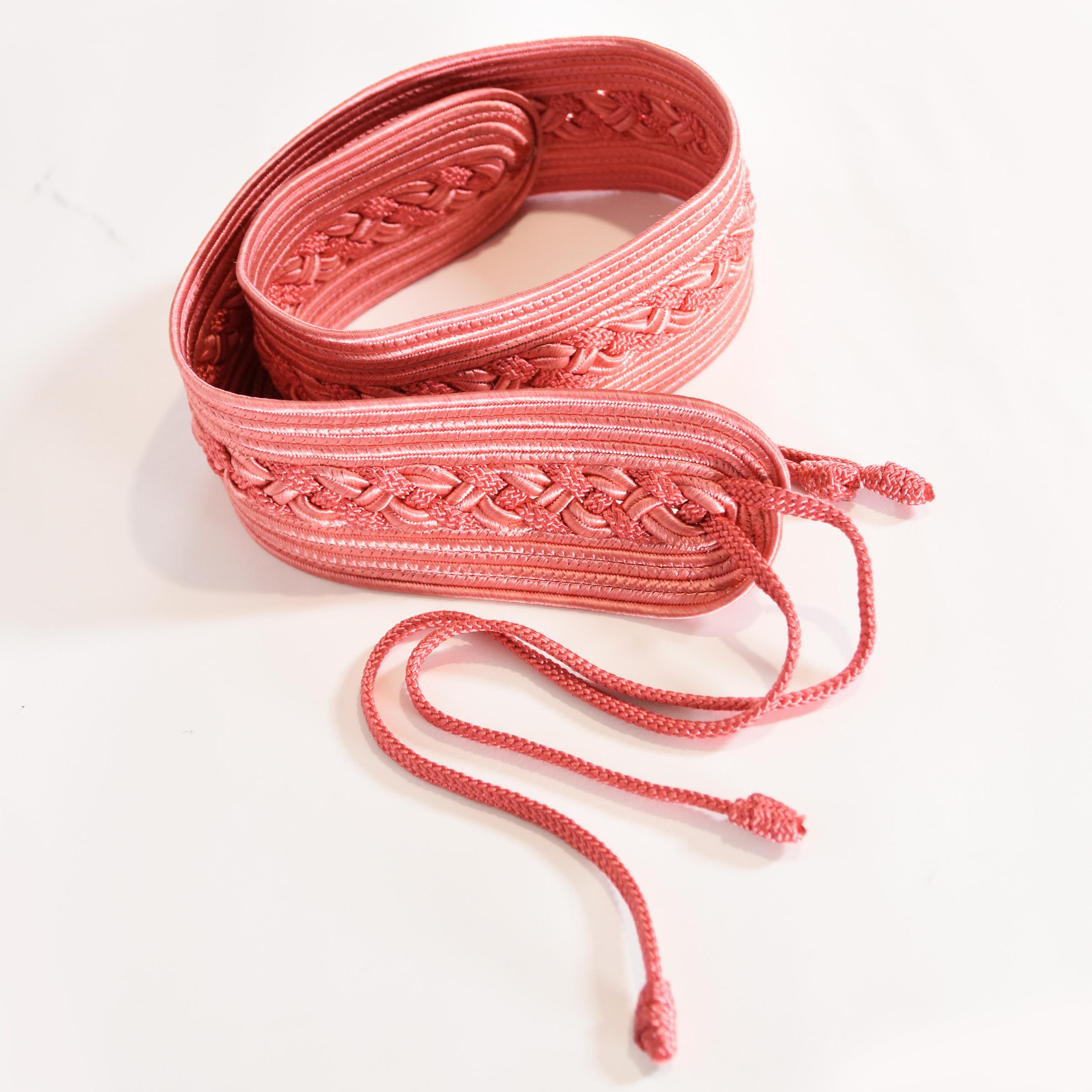 Vintage pink white braided chord belt Vintage 1980s Braided Cord Belt Pink S/M Deadstock Boho Soft  main image 4