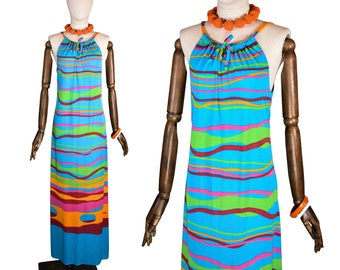 RENATO BALESTRA dress. Long beach style dress. 80's print dress.