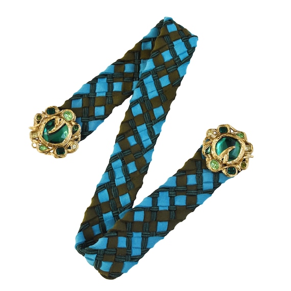 Vintage Yves Saint Laurent Woven Passementerie Belt with gold hardware Yves Saint Laurent Vintage Navy Blue Gold Silken  main image 3