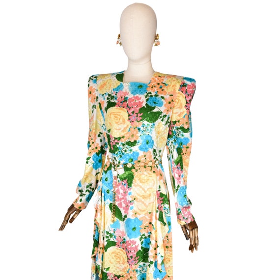 CAROLINA HERRERA vintage 80s silk dress,  bold sh… - image 6
