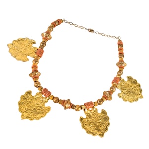 Kenneth Jay Lane Ethnic Necklace: Coral Beads, 80s Vintage