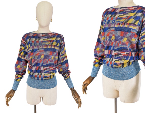 GIANNI VERSACE vintage 80s pullover, Lurex and co… - image 1