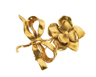 ヴィンテージ YSL イヴ・サンローラン ロゴ ブローチピン - ゴールド