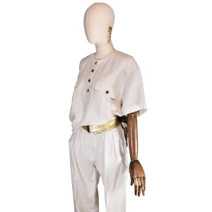 Vintage ESCADA Linen Blouse: 90s Margaretha Ley Design, Size 38