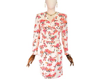VALENTINO 80s floral print silk dress, size XS