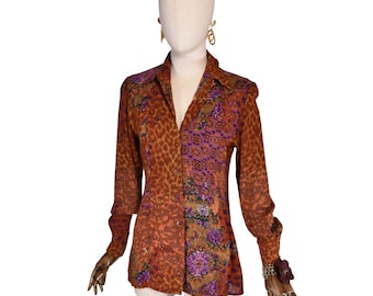 Vintage CHRISTIAN LACROIX BAZAR Wool Blouse - Mixed Prints 90s Top