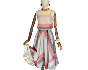 Vintage 70s Christian Llinares Set: Cotton Lurex Skirt & Top - Size S/M