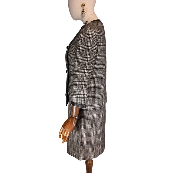 VINTAGE Italian wool suit, 60s houndstooth with l… - image 3