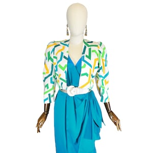 Vintage YSL Bolero Jacket: 80s Geometric Arabesque Pattern