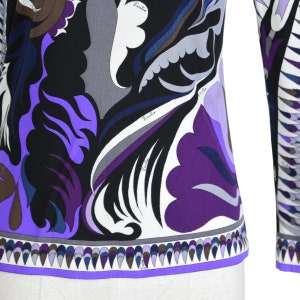EMILIO PUCCI vintage top, Pucci silk jersey top with iconic geometric pattern, collector vintage Pucci long sleeves tee, Emilio Pucci blouse image 7