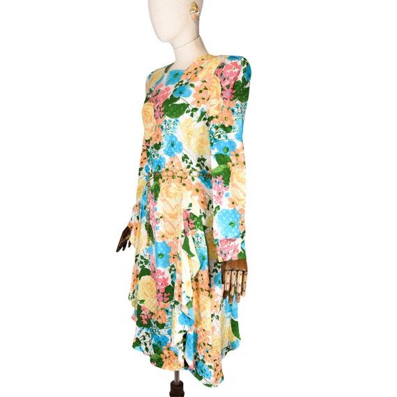 CAROLINA HERRERA vintage 80s silk dress,  bold sh… - image 3