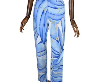Vintage ESCADA Printed Cotton Pants: 1990s High Waist Trousers