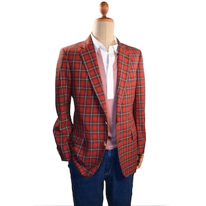 LACOSTE vintage blazer, 1980s vintage checked blazer, men&#39;s vintage plaid blazer.