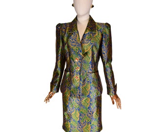 Traje vintage YVES SAINT LAURENT, conjunto de dos piezas brocado Ysl años 90, traje de noche con falda Saint Laurent Rive Gauche.