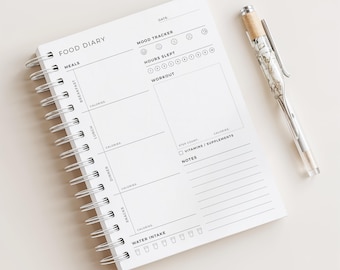 Daily Food Diary • Fitness & Health Journal • 180 Pages (6+ Months) • Undated • A5 Size • Printed Planner