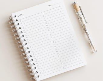 Blank Checklist Notebook • Minimal To-Do List • 180 Pages • A5 Size • Printed