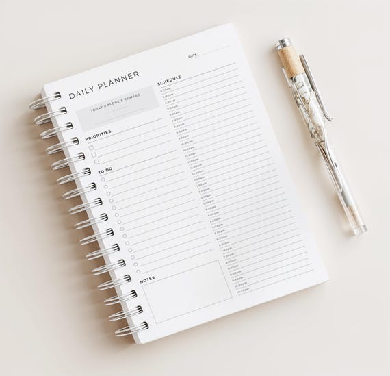 Daily Hourly Planner • Daily To Do List • 180 Pages (6+ Months) • Undated • A5 Size • Printed