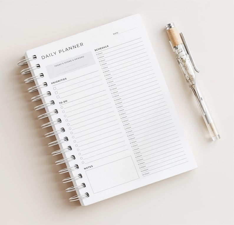 Daily Hourly Planner • Daily To Do List • 180 Pages (6+ Months) • Undated • A5 Size • Printed image 1
