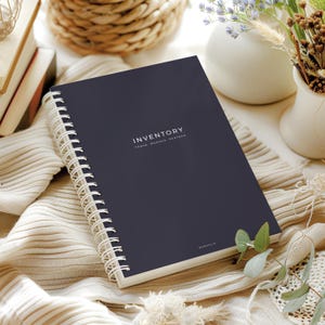 Inventory Tracker Book • Stock Management • Reorder List • Product Tracker • 120 Pages • A5 Size • Printed Navy Blue