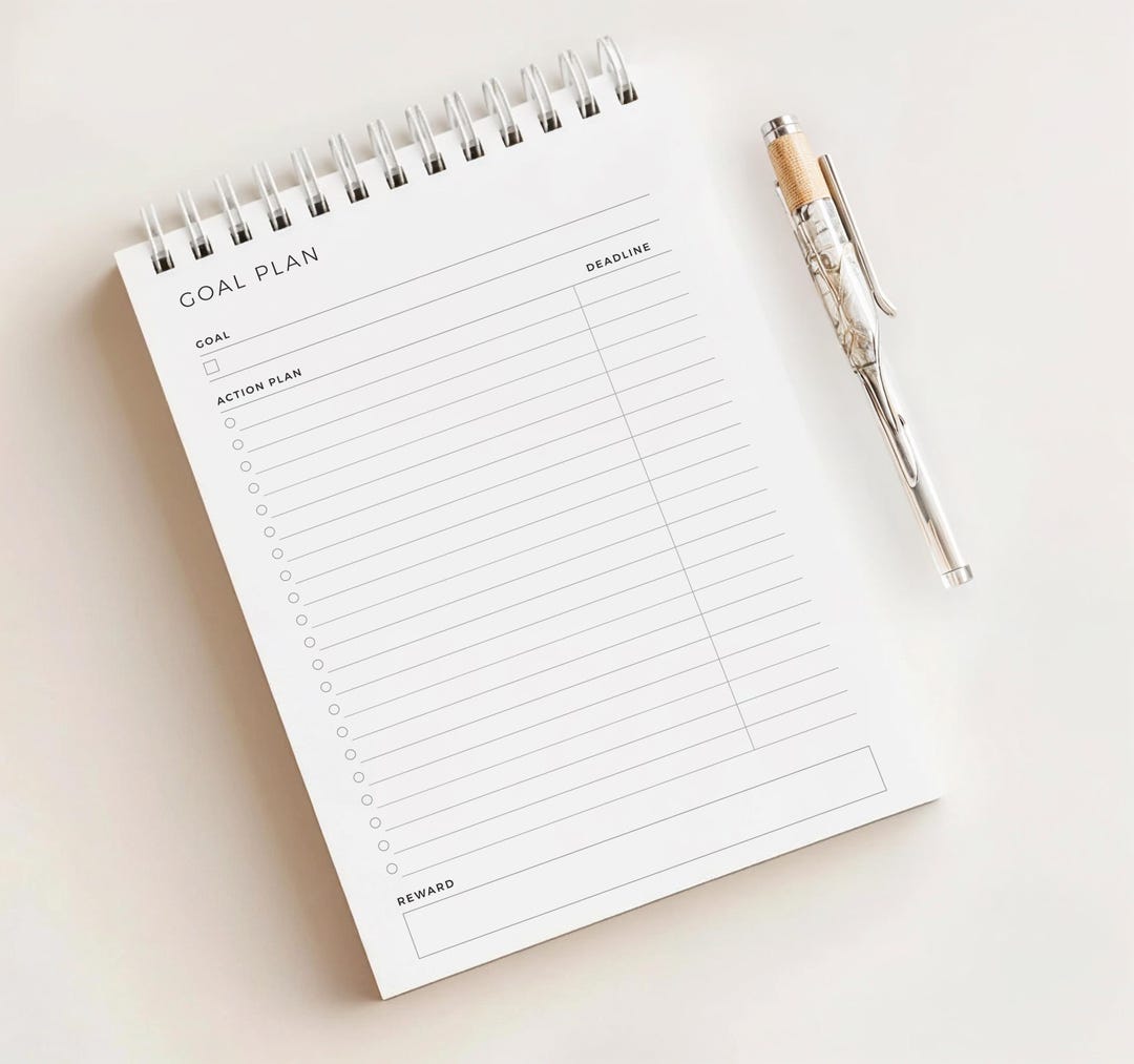 Steps Notepad Drawing Goal Planner Notepad • Action Steps & Deadlines • 120 Pages • A5 Size ...