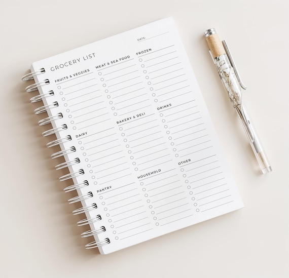 Grocery Planner • Food Shopping List • 120 Pages • A5 Size • Printed