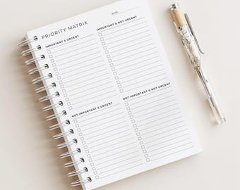 A5 Priority Matrix Planner • Eisenhower Matrix • 180 Pages • Printed Planner