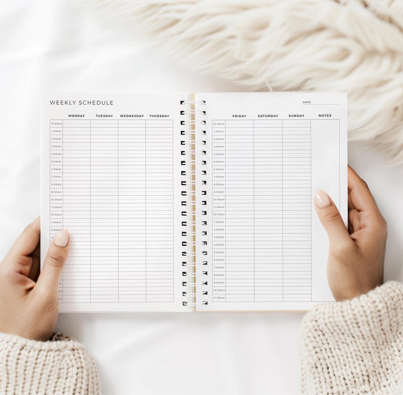 24 Hour Weekly Schedule • Time Blocking Planner • 120 Pages (60 Weeks ...