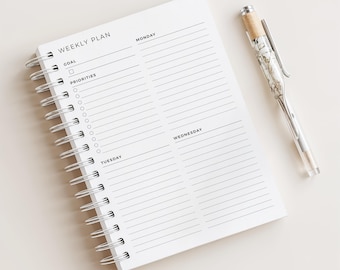 Printed A5 Weekly Planner • Week on Two Pages • 120 Pages (60 Weeks) • Sun/Mon Start