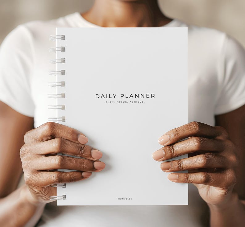 Daily Hourly Planner • Daily To Do List • 180 Pages (6+ Months) • Undated • A5 Size • Printed White