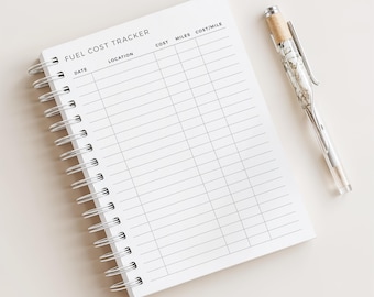 Fuel Cost Tracker Notebook • Vehicle Fuel Cost Per Mile • Fuel Expense Tracker • 180 Pages • A5 Size • Printed