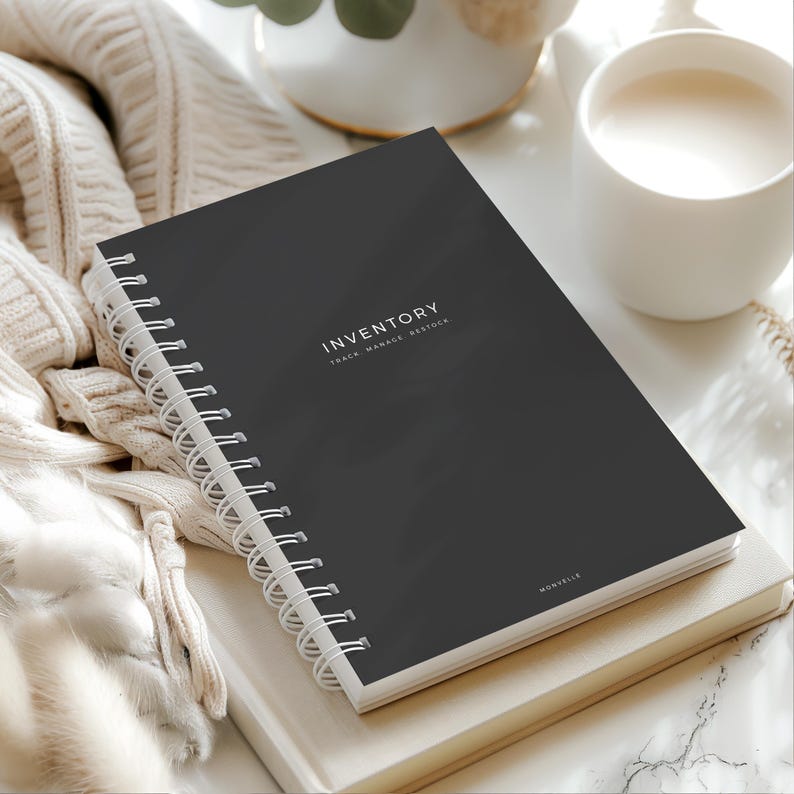 Inventory Tracker Book • Stock Management • Reorder List • Product Tracker • 120 Pages • A5 Size • Printed Black