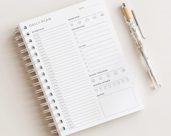 Planificador diario sin fecha • 180 páginas (más de 6 meses) • Tamaño A5 • Planificador impreso