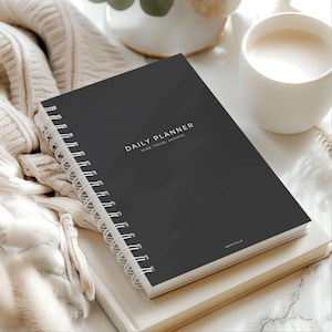 Daily Hourly Planner • Daily To Do List • 180 Pages (6+ Months) • Undated • A5 Size • Printed Black