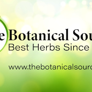 May include: A banner with a green and yellow gradient background, featuring leafy green branches. The text "The Botanical Source" is in black, with "Best Herbs Since 2005" below it. The website address is at the bottom.