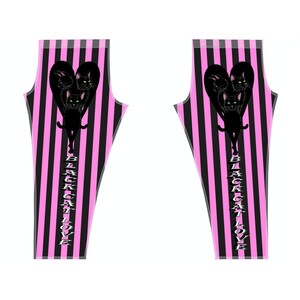 Black Cat Love Striped Leggings Black/Pink