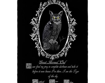 Great Horned Owl Fleece Sherpa Blanket