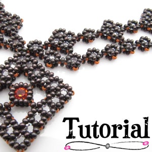PDF **Tutorial** CRAW Captured Chaton Necklace - Virginia - Stressed Square Pendant - Step-by-Step Tutorial - PushinBeads
