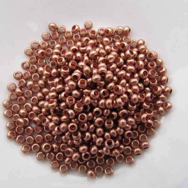 Size 11 Matte Copper Plated Brass Seamed Seed Bead - 10 grams