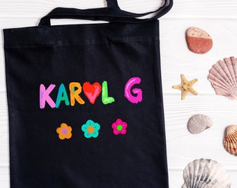 Karol G Canvas Tote bag. Cotton Canvas tote bag for a teacher, perfect gift for any occasion. Cotton Canvas Basic Bag. Cute Shopping Bag.