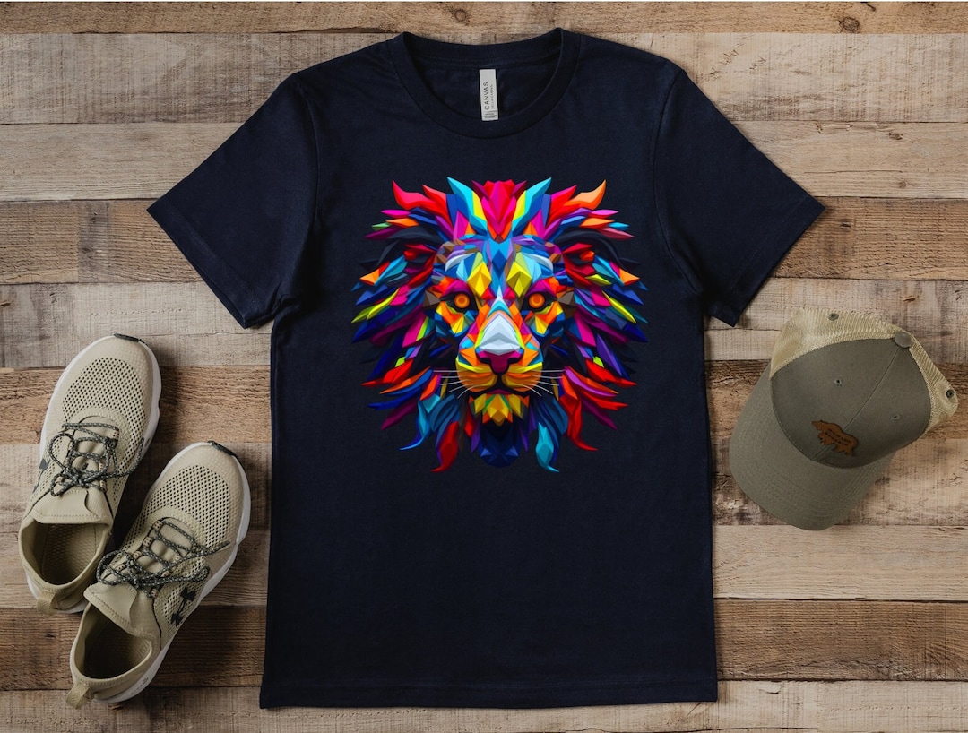 Colorful Lion Art Shirt, Lion Face Shirt, Animal Face Shirt, Lion Head ...