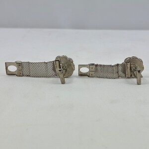 Boutons De Manchette (Cufflinks) Vintage - Motif Maille Et Strass Rivoli Bleu - Ton Argenté Et Doré - Occasion