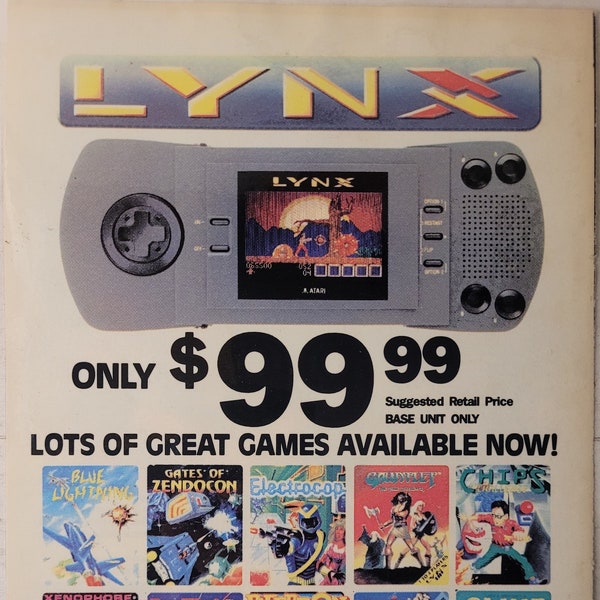 Anuncio de Atari Lynx de Comic Book con Paperboy, Rampage, Rygar, Gauntlet & More (1991)