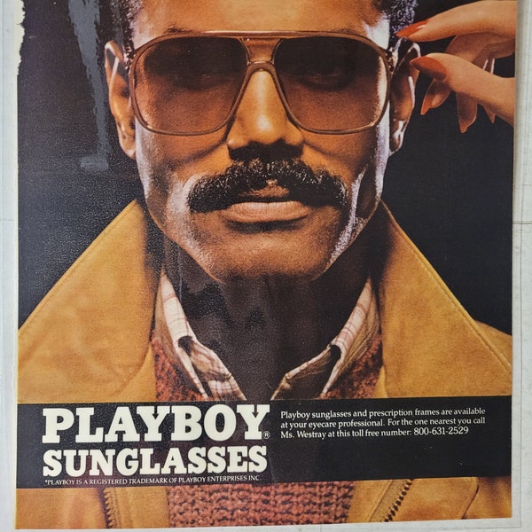 Classic Vintage 1980s Playboy Sunglasses Ad from Playboy Magazine