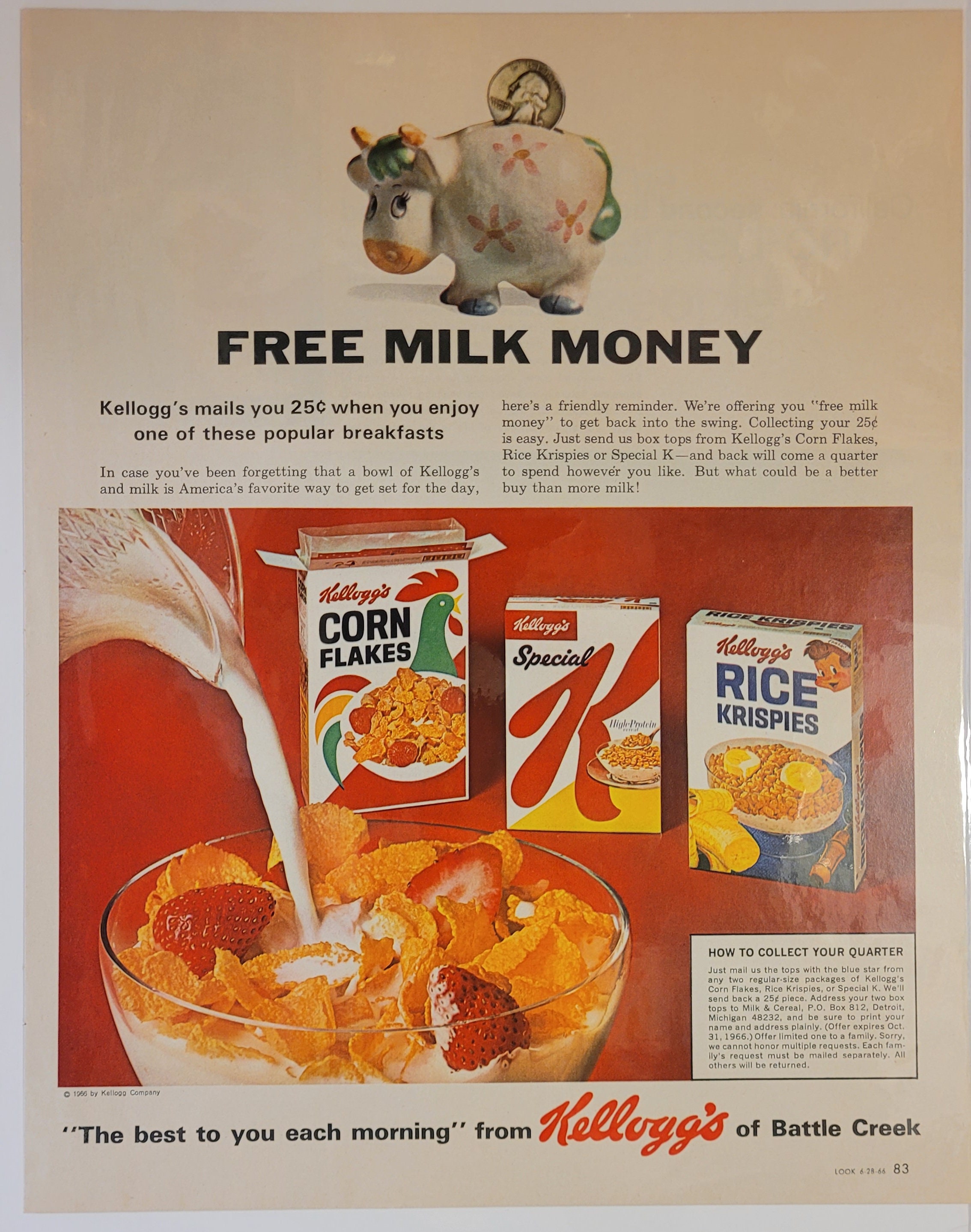 Vintage Corn Flakes Special K Rice Krispies Magazine Advertisement