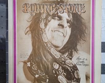1972 Cover of Rolling Stone Newspaper-Magazine w/ Alice Cooper Snake (Photo by Annie Leibovitz)