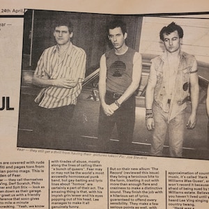 1982 NME Article on Richard Grabel and FEAR (Punk Rock) Magazine-Newspaper (American Band United Kingdom Publication)