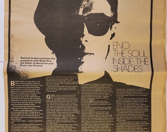 1982 Black and White BRIAN ENO Image/Article from NME Newspaper-Magazine (United Kingdom)