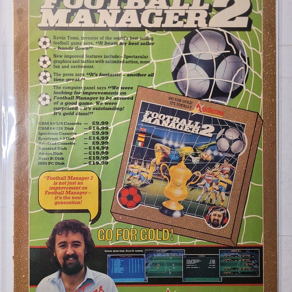 Vintage UK Football Manager 2 Football / Soccer Video Game Advertisement (1988) Amiga, Atari, IBM