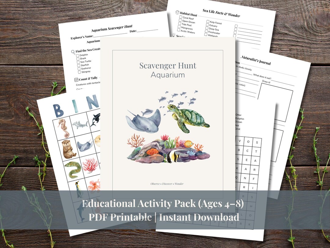 Aquarium Scavenger Hunt Printable for Kids | Ocean Activity Pack ...