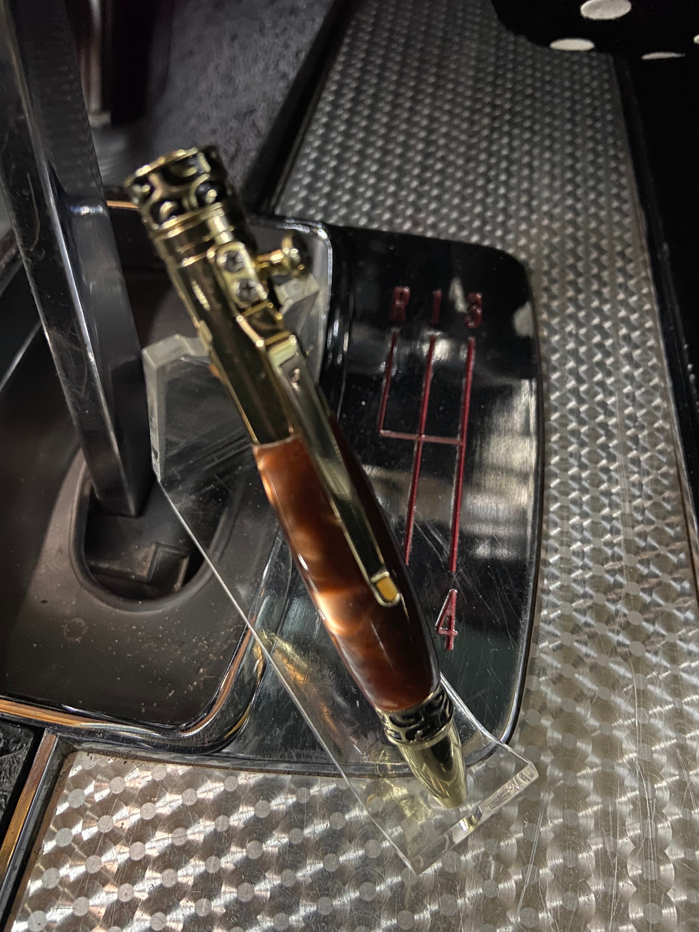 Mini Chrome Gear Shift Pen Only 41/8 Inch Long With a Brown Etsy